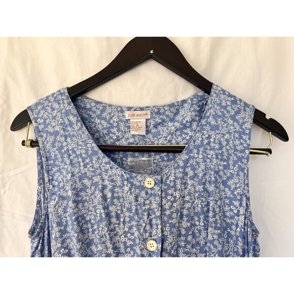 VTG Ellen Ashley Blue Floral Sleeveless Romper Women’s Size M Cottage Prairie - Picture 2 of 5